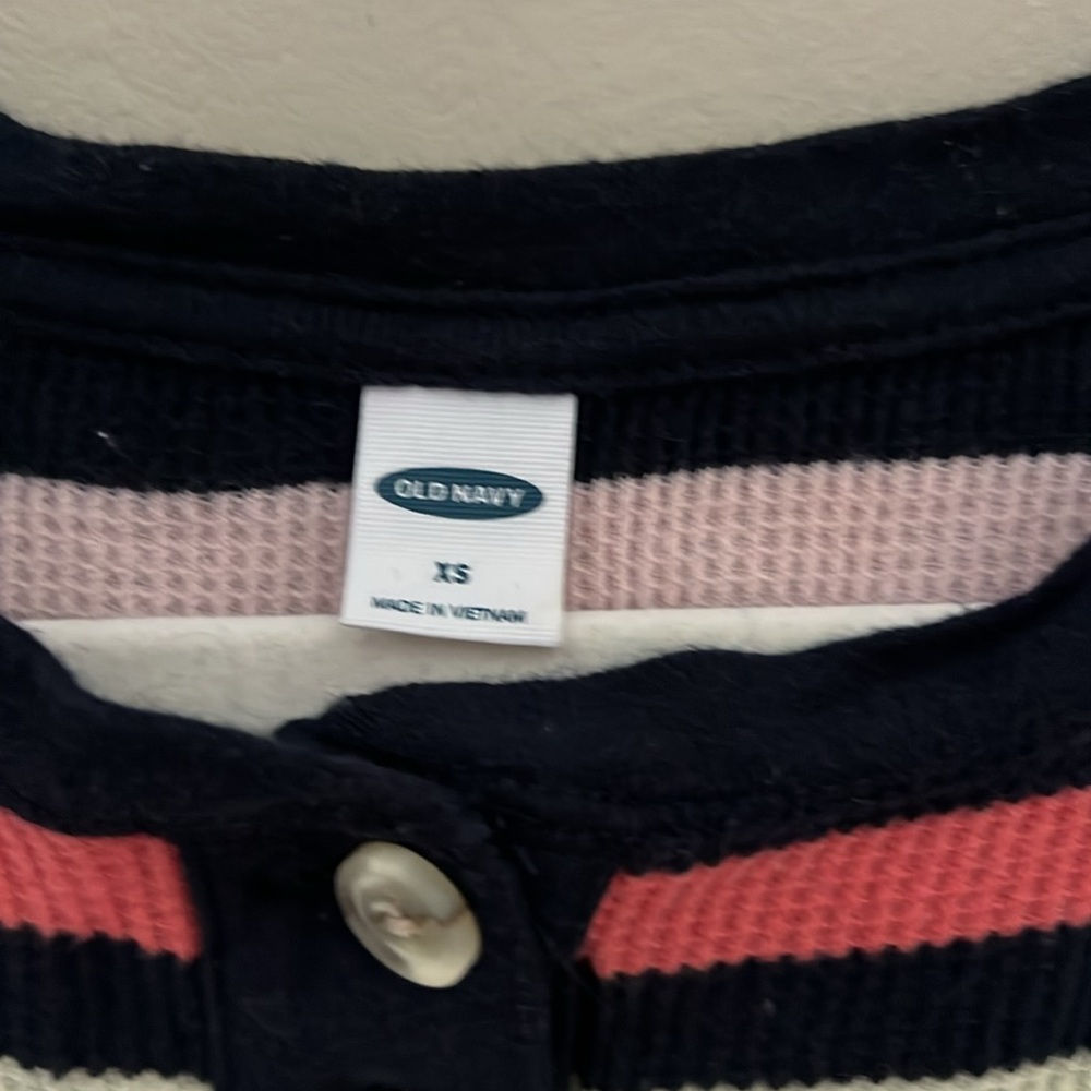 Old Navy Multi Stripe Thermal Long Sleeve Henley XS - Picture 2 of 5